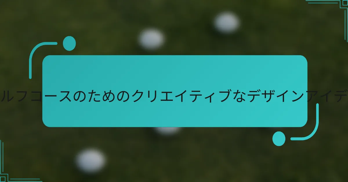 パットゴルフコースのためのクリエイティブなデザインアイデアとは？